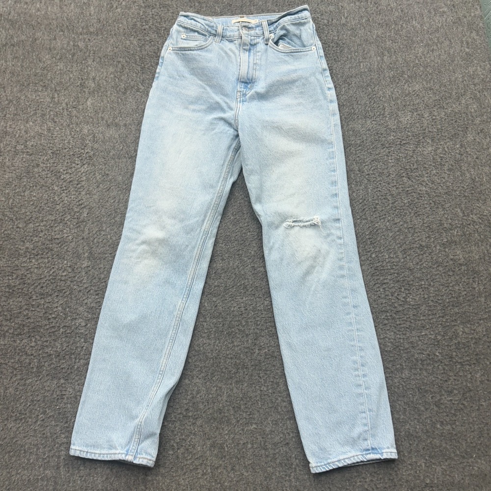 Levis 70s High Slim Straight Jeans Womens 25 Premium Light Wash Denim‎ Big E